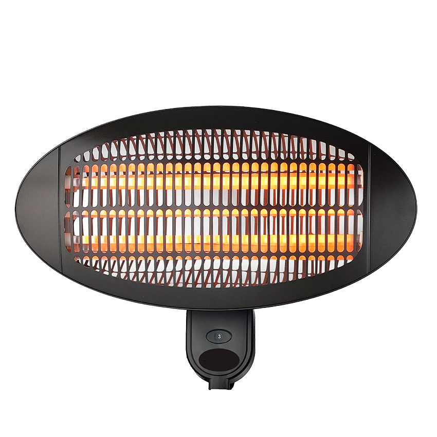 estufa de cuarzo negra, 2000w, 3 niveles de potencia, 3m de alcance