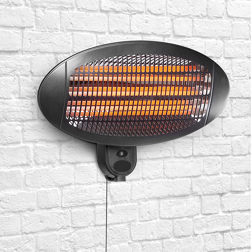 estufa de cuarzo negra, 2000w, 3 niveles de potencia, 3m de alcance