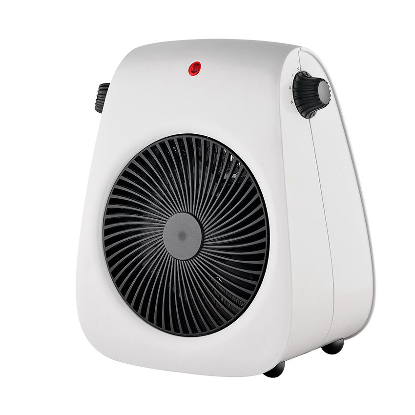 calefactor moderno blanco y rosa, vertical oscilante, 2 posiciones