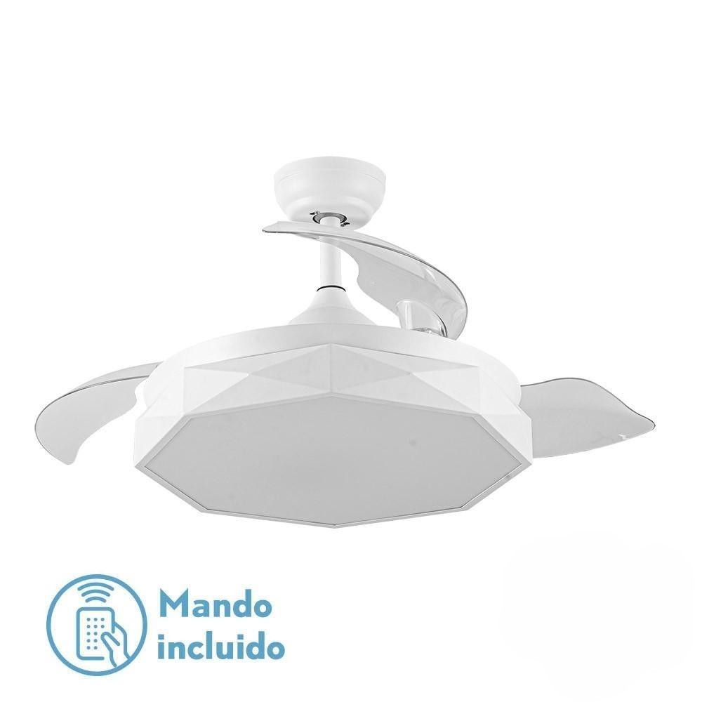 ventilador dc 72w blanco, 3 aspas, 107db, luz regulable 3000-4000-6000k, control remoto, memoria, temporizador - ideal para climatización y confort.