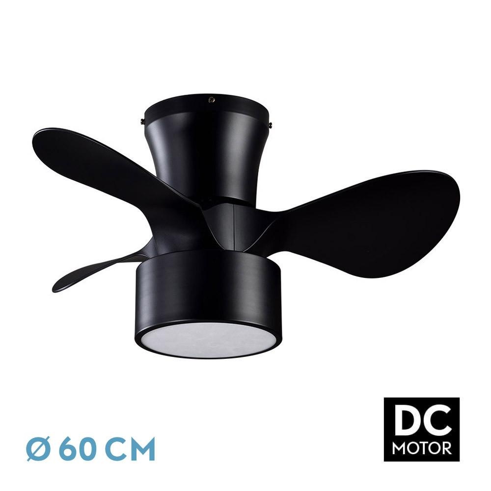 ventilador dc 24w 3 aspas 60d 6 velocidades 2390lm 3000-4500-6000k con control remoto, memoria y temporizador para refrescar espacios.