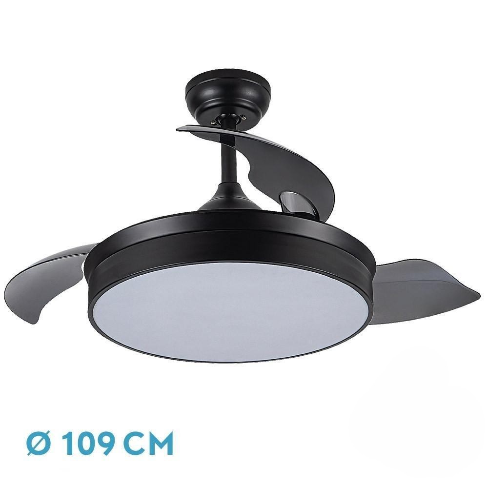 ventilador dc 72w 7200lm 3 aspas 109° 6 velocidades 3000-6000k remoto temporizador memoria - ideal para refrescar y regular la temperatura ambiente.